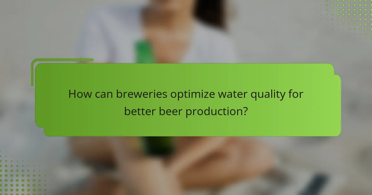 How can breweries optimize water quality for better beer production?
