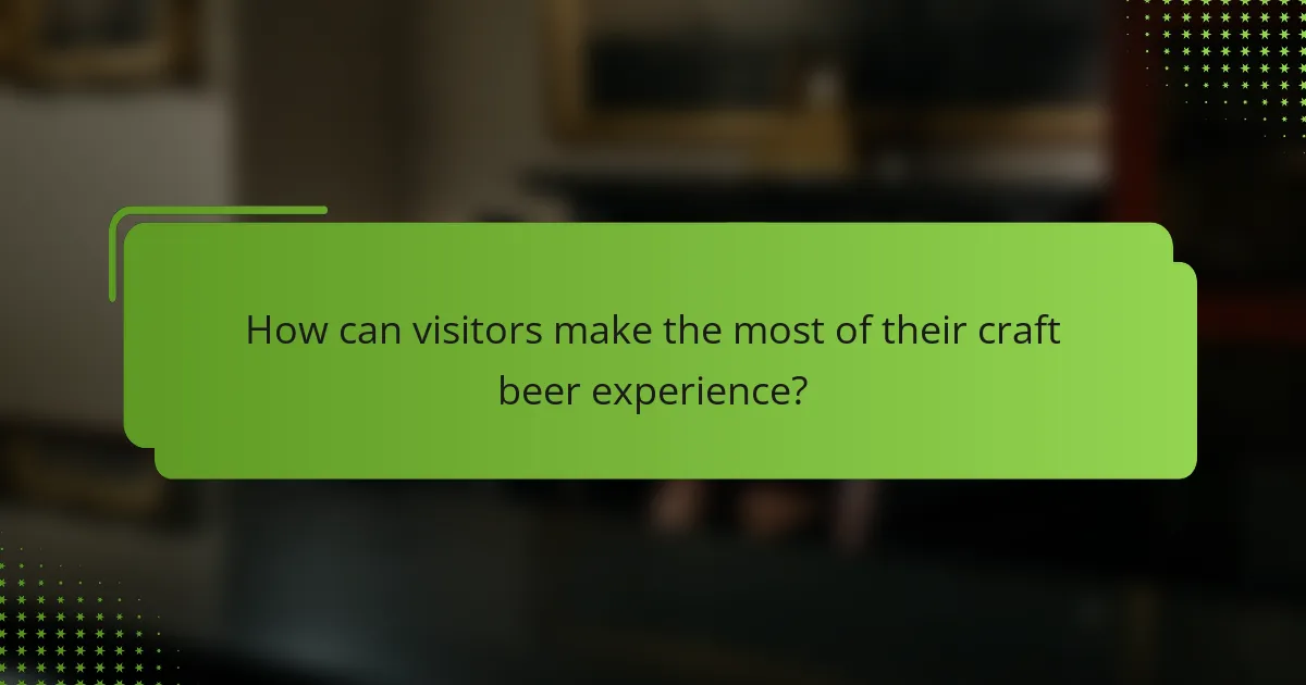 How can visitors make the most of their craft beer experience?