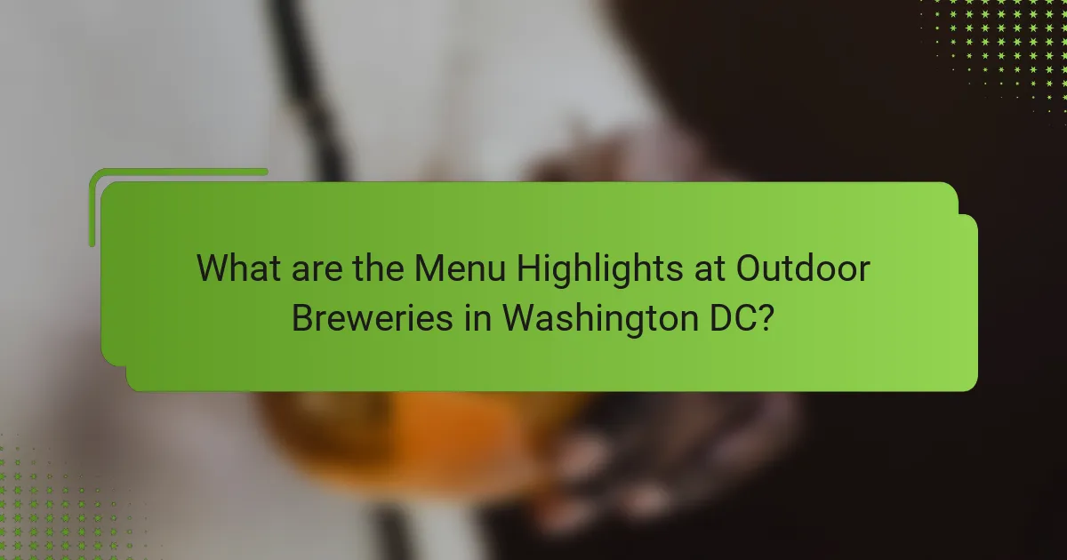 What are the Menu Highlights at Outdoor Breweries in Washington DC?